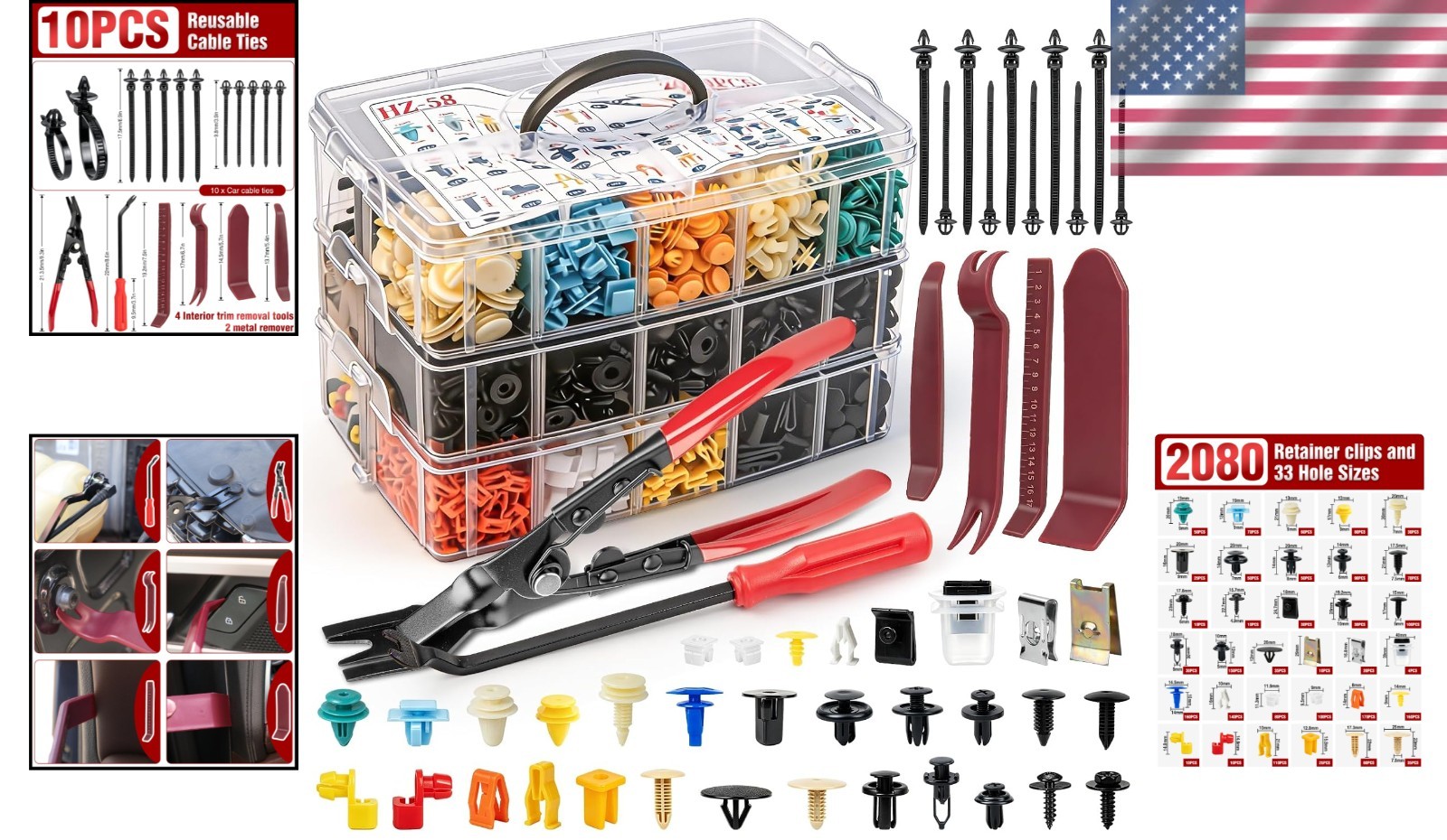 Durable Push-Type Rivets & Trim Clips Set – 2080 Pcs
