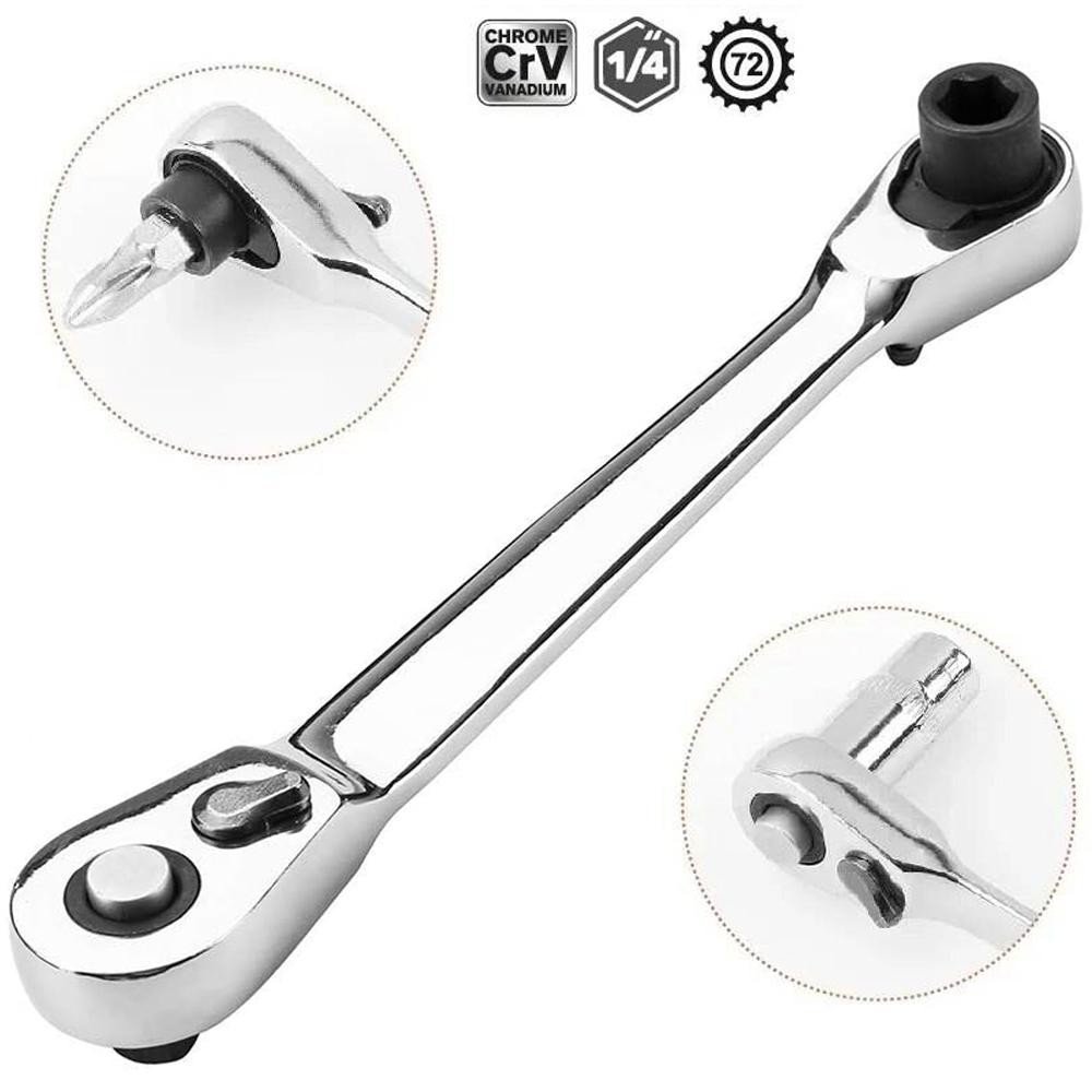 Mini Ratchet Wrench Double Ended Quick Socket Screwdriver Hex Torque Tool Hand