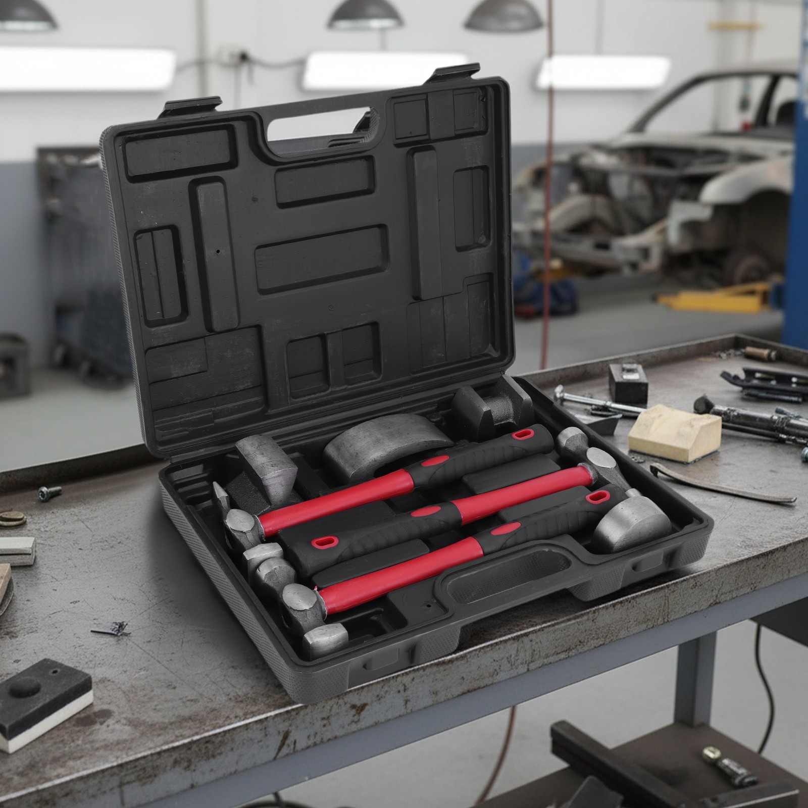7Pcs/Set Auto Body Panel Fen-der Hammer Dolly Set Sheet Metal Auto Repair Tool