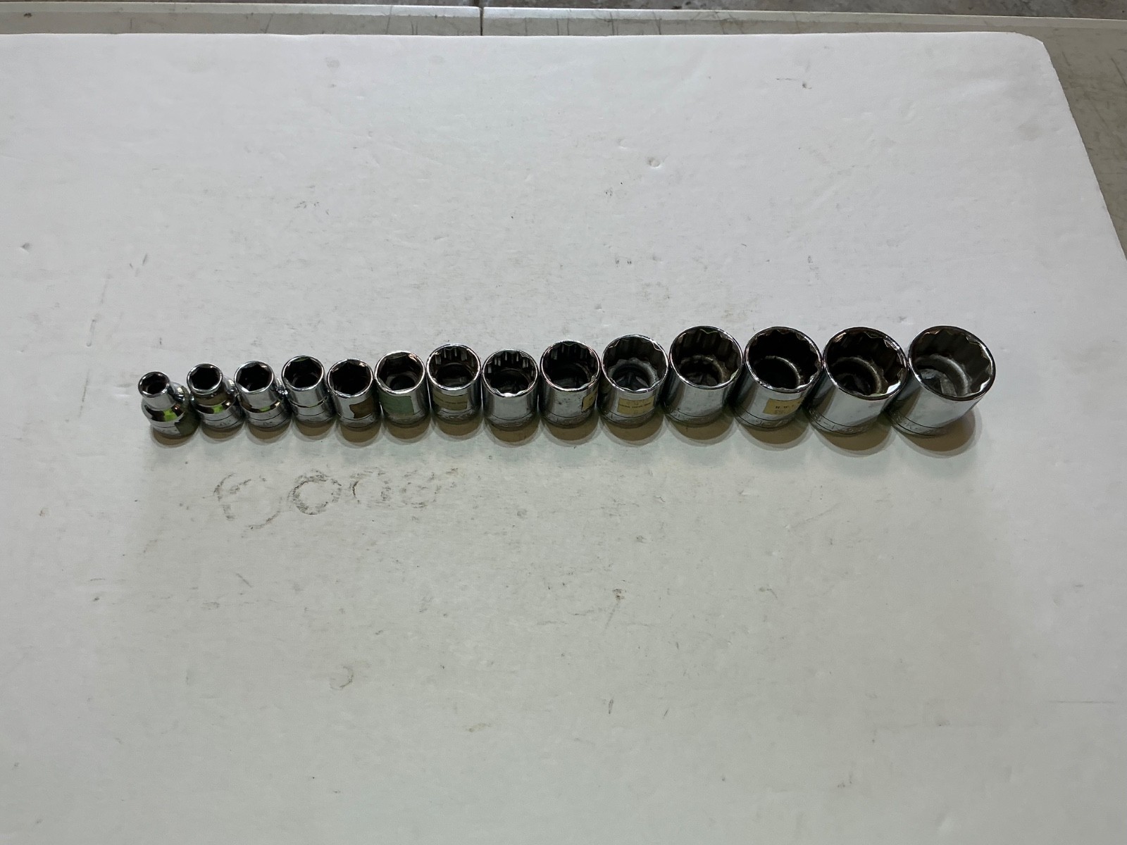 NOS S-K 14 pc 1/2″ drive shallow SAE socket set 6pt&12pt 3/8″-1 1/4″ USA made