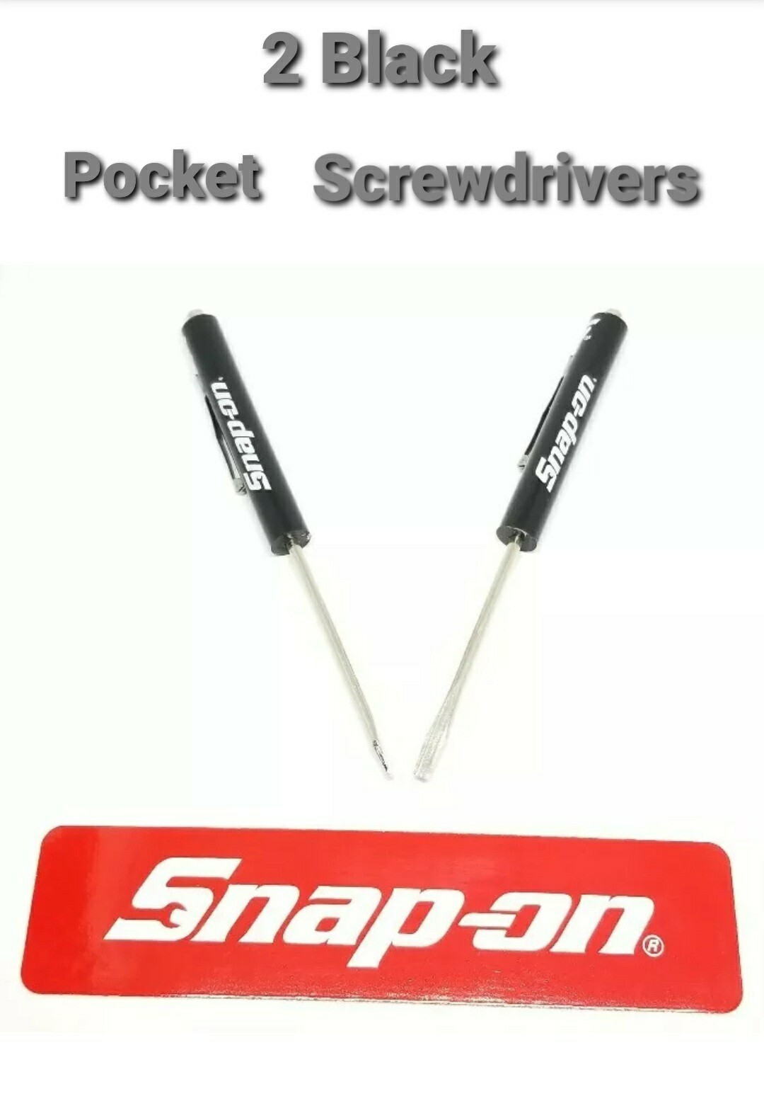 2 Black Snap on tools screwdrivers per order . pocket screwdriver . magnet end