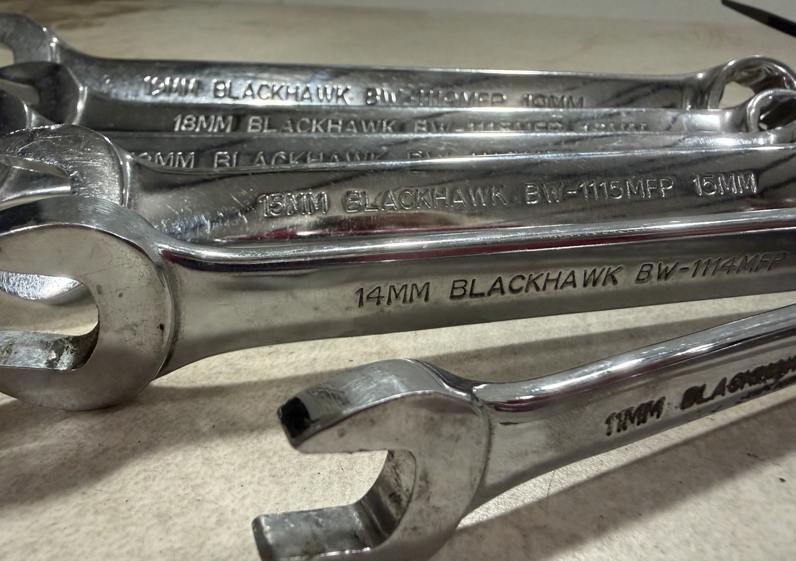 Blackhawk 7pc Metric 12pt Wrench Set: 9, 11, 14, 15, (2x) 18, 19mm