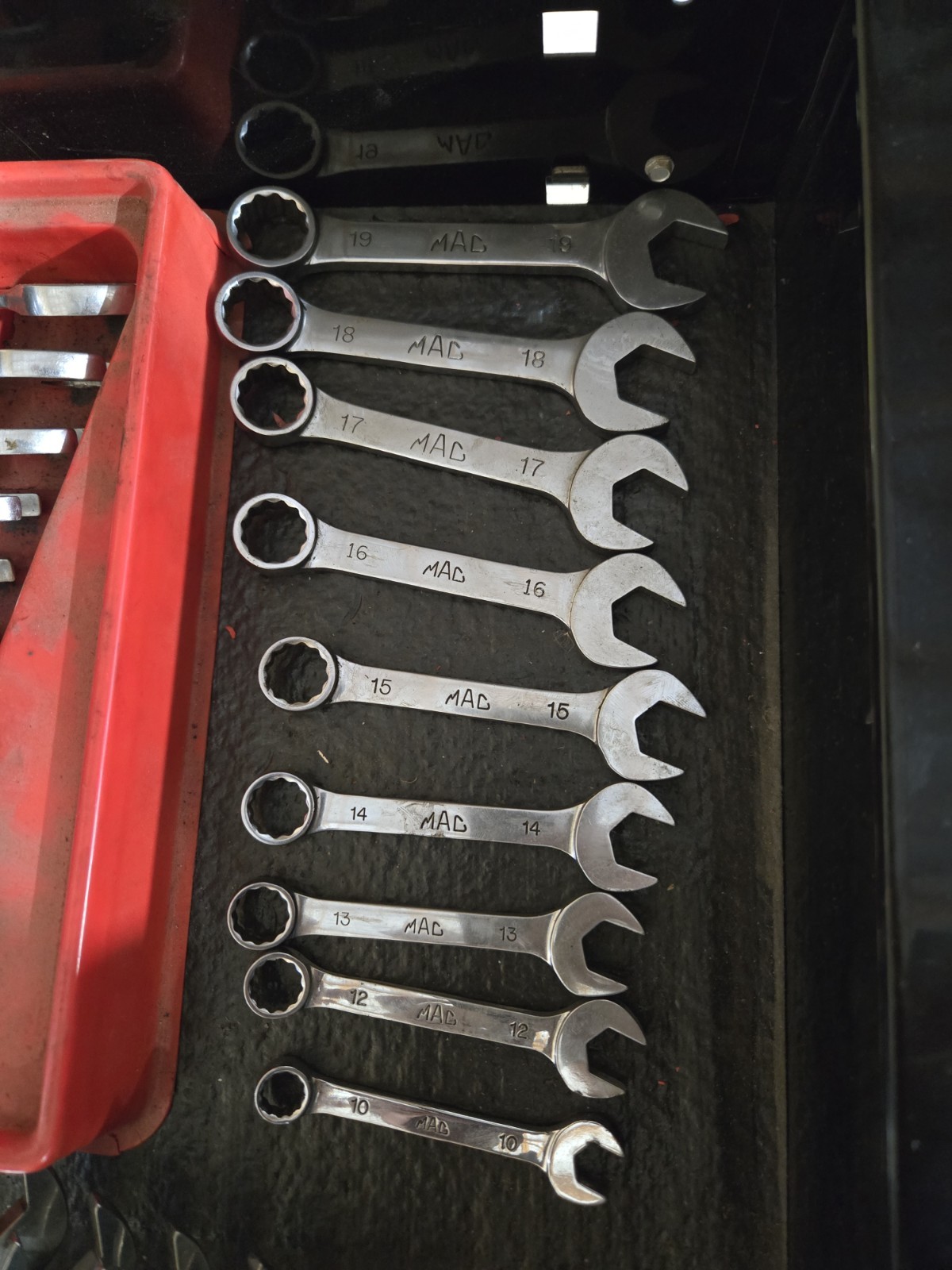 MAC Short 12 point Short Combination Wrench, CSMMR. 9 pieces, missing the 11