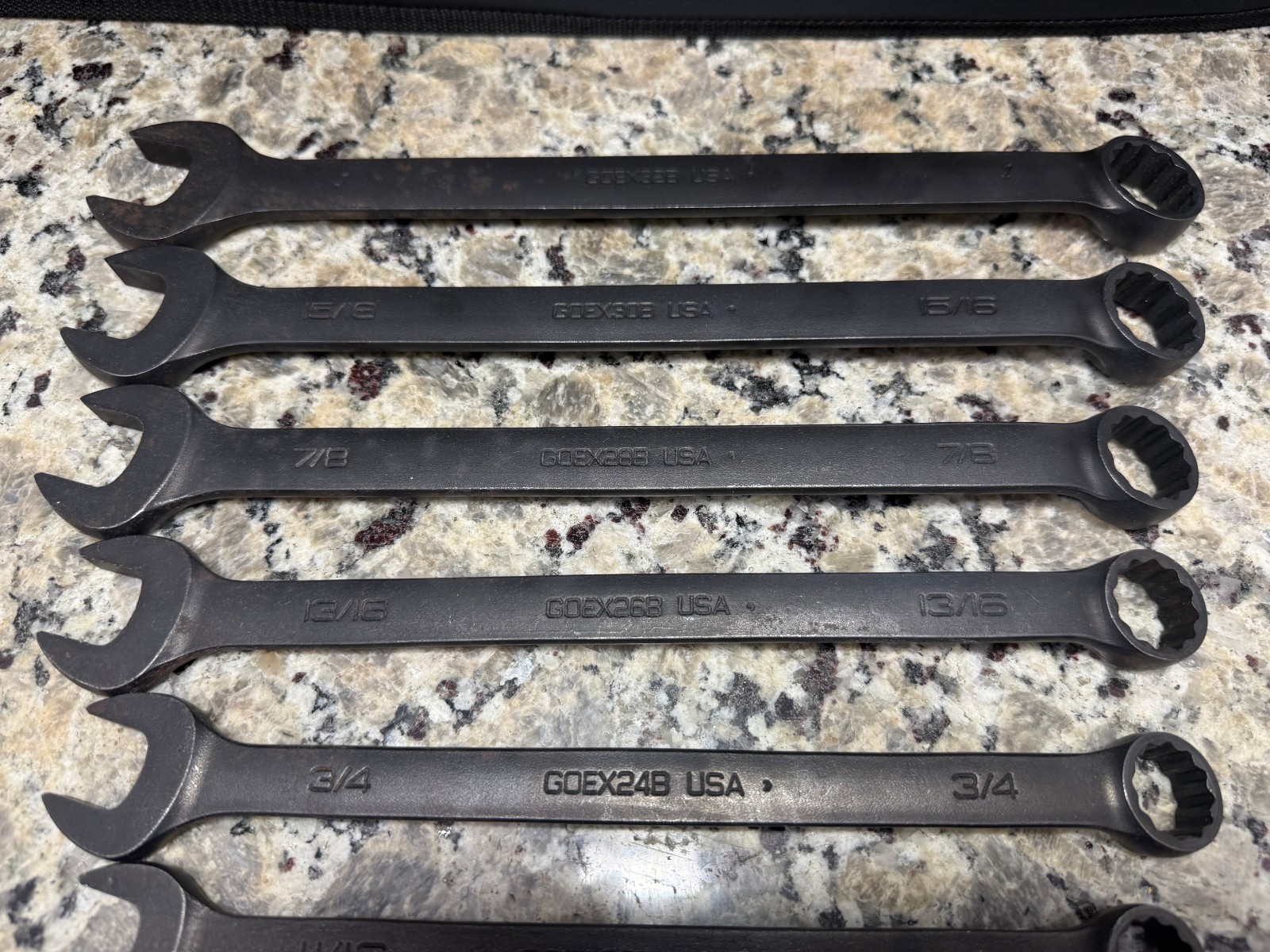 Snap On 11pc Flank Dr SAE Combination Wrench Set 3/8″-1″ Black Industrial finish