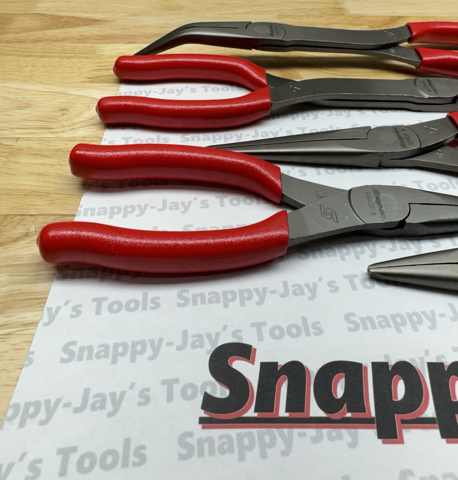 Snap-on Tools USA NEW 5pc RED Talon Grip Needle Nose Plier Set LONGNOSE5R