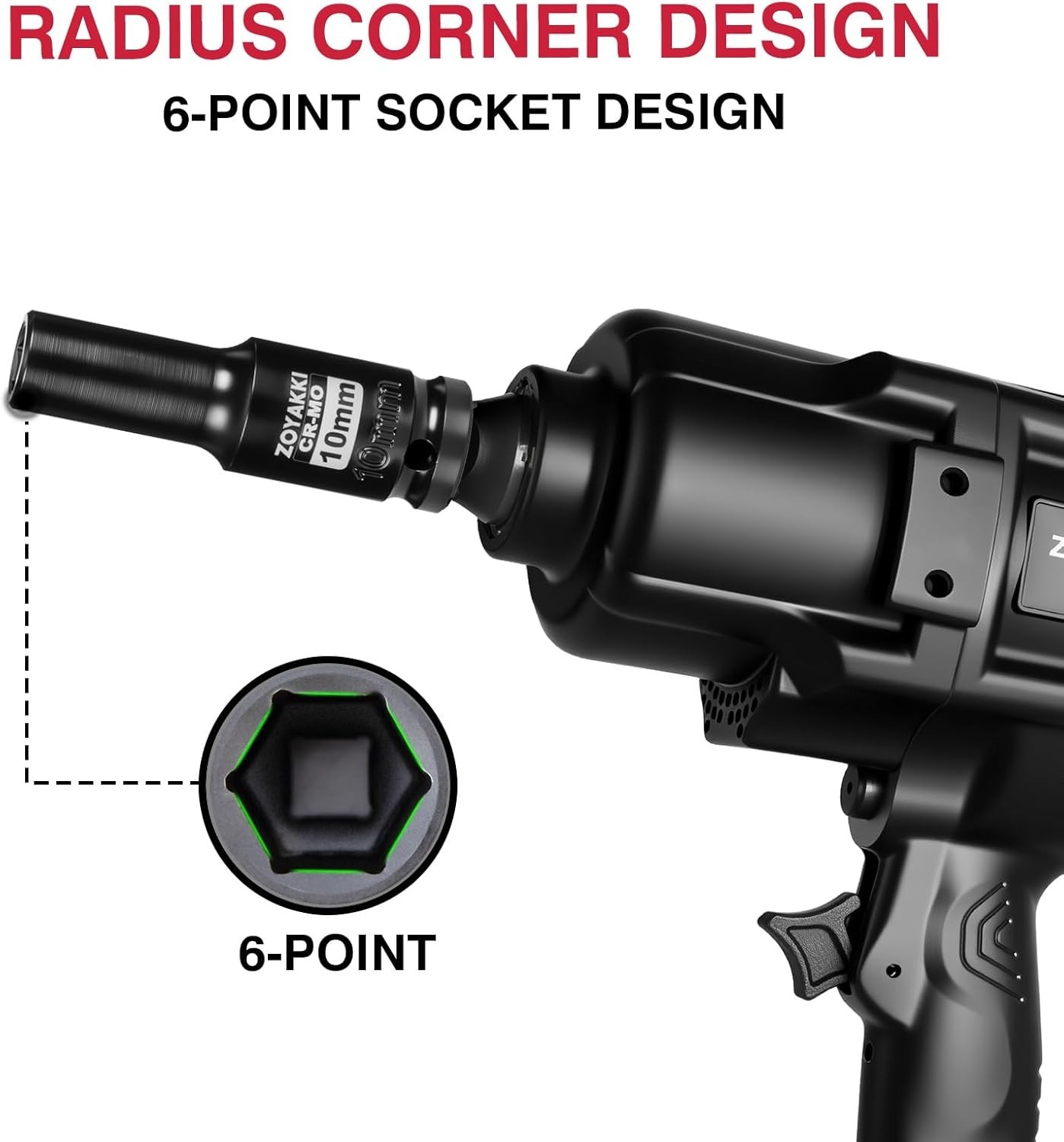 10mm Metric 6 PT Impact Socket for 1/2″ Drive – Laser-Etched for Precision