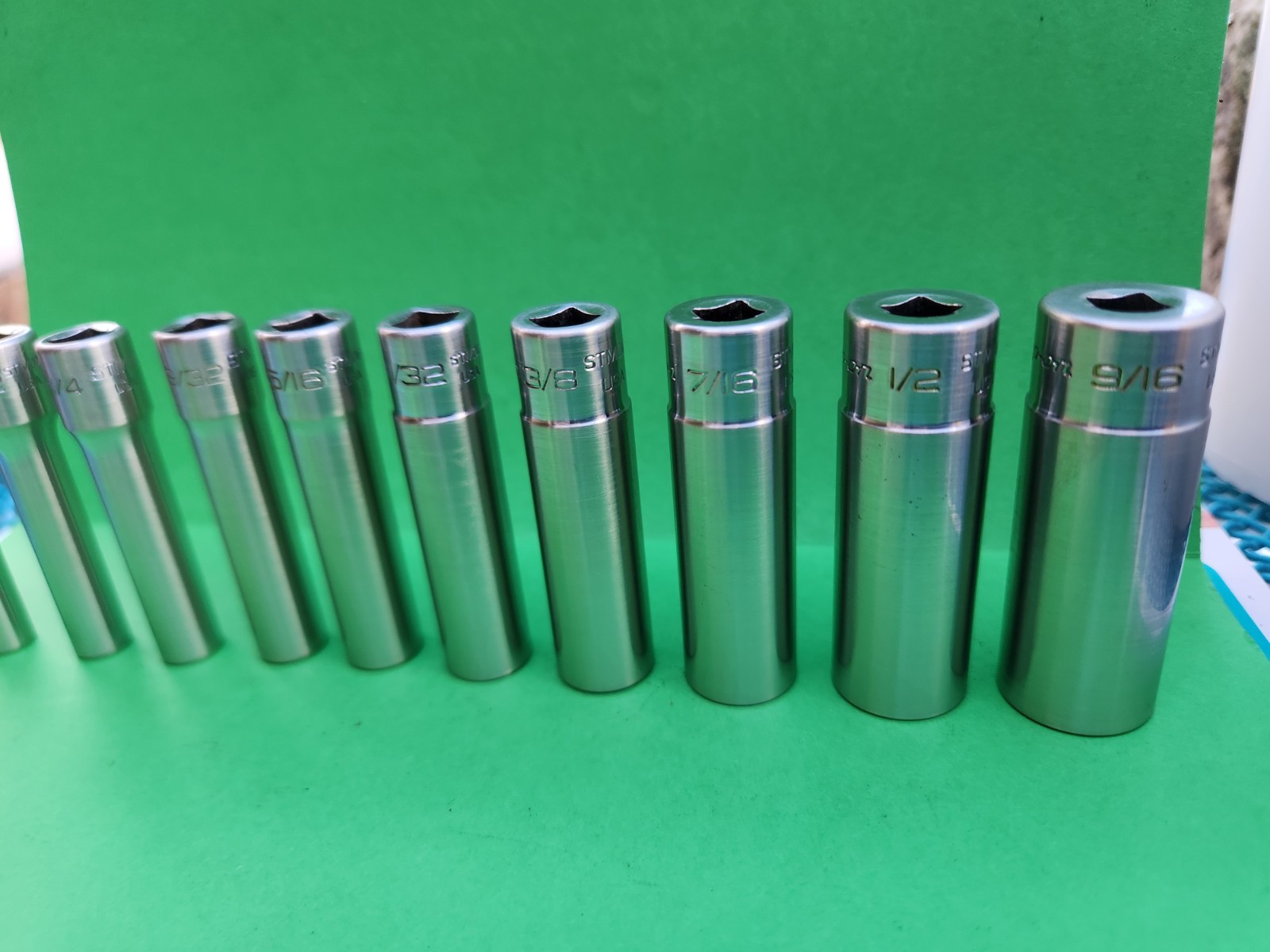 10 Snap-on 110STMDY Deep Socket Set 1/4″ Drive SAE 3/16 – 9/16 STMD6-STMD18 A3