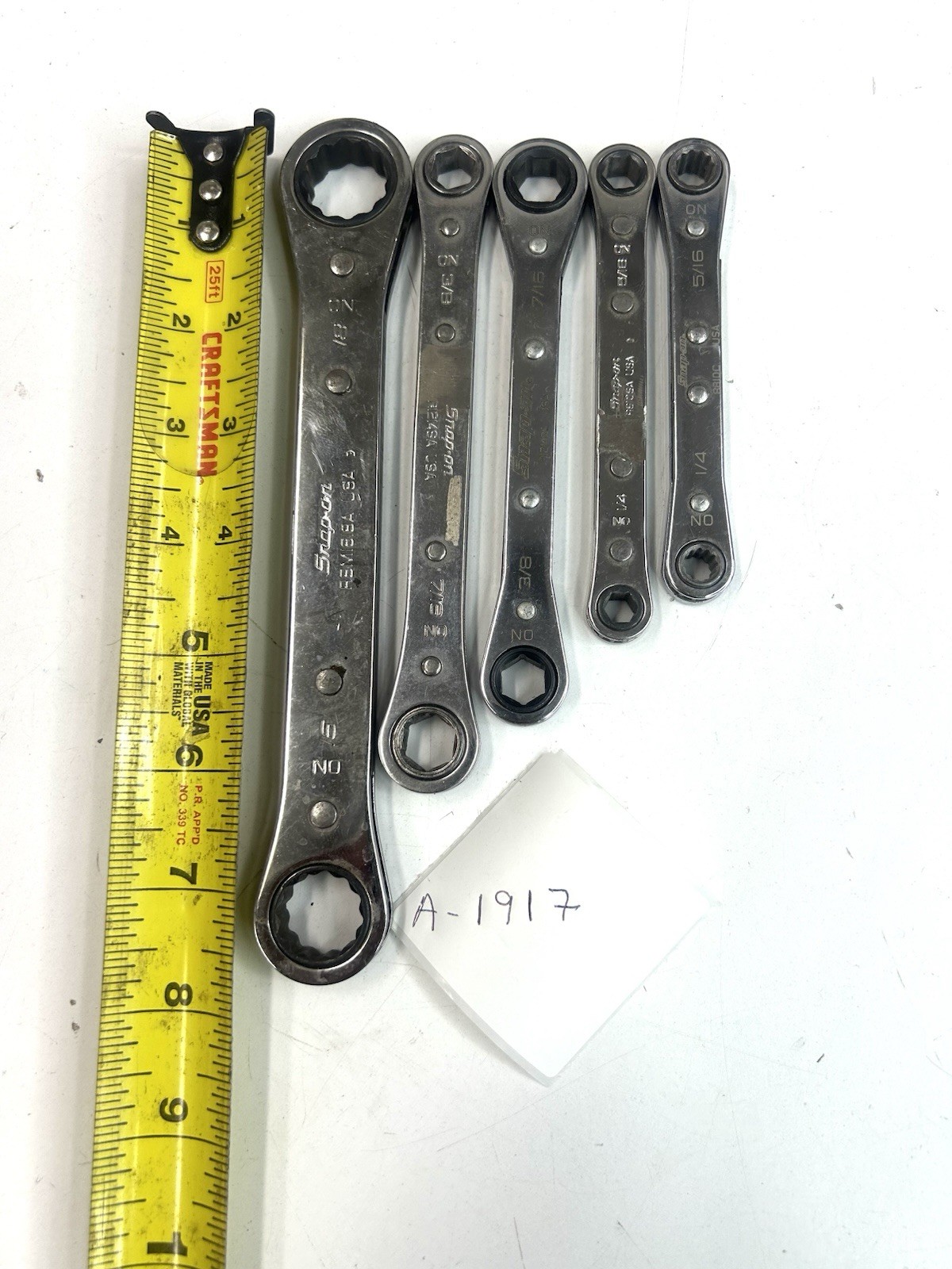 Snap-on SAE Open-End Wrench Lot 5 Pc VC2628B VC2436B VO2224B USA (A-3113)