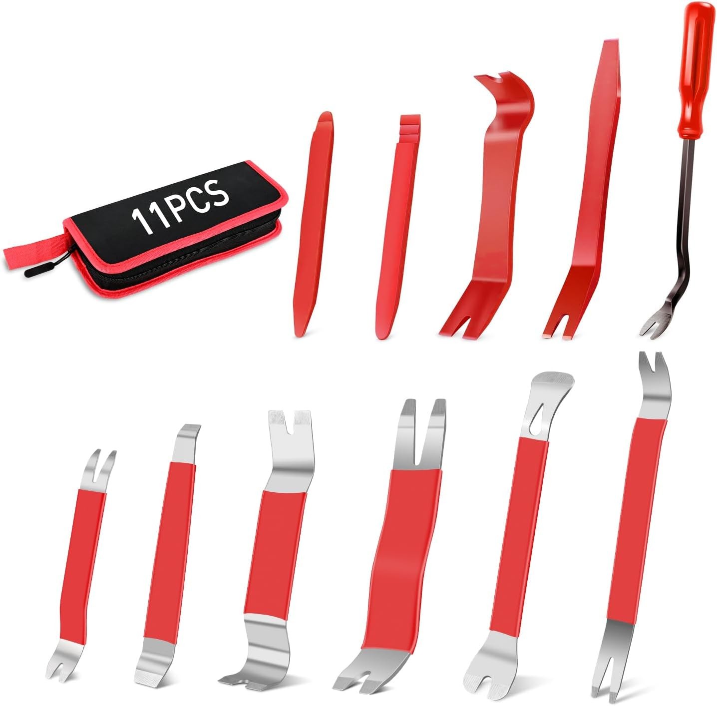 11PCS Trim Removal Tool Kit Metal & Nylon Pry Tools Set for Car Door Panel