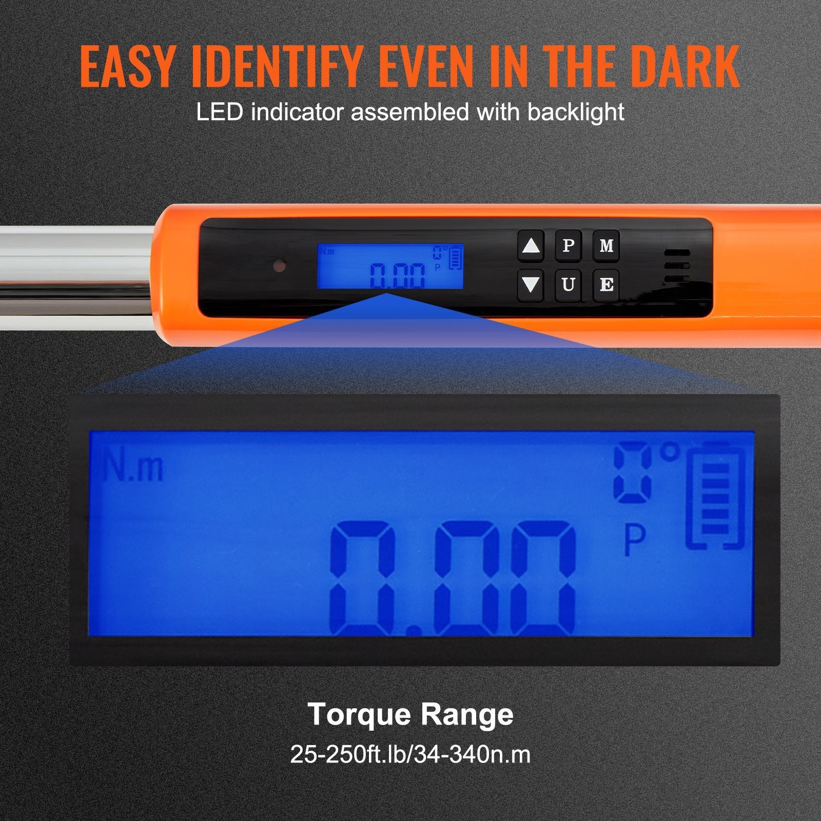1/2in Digital Torque Wrench 25-250ft.lb LED Buzzer