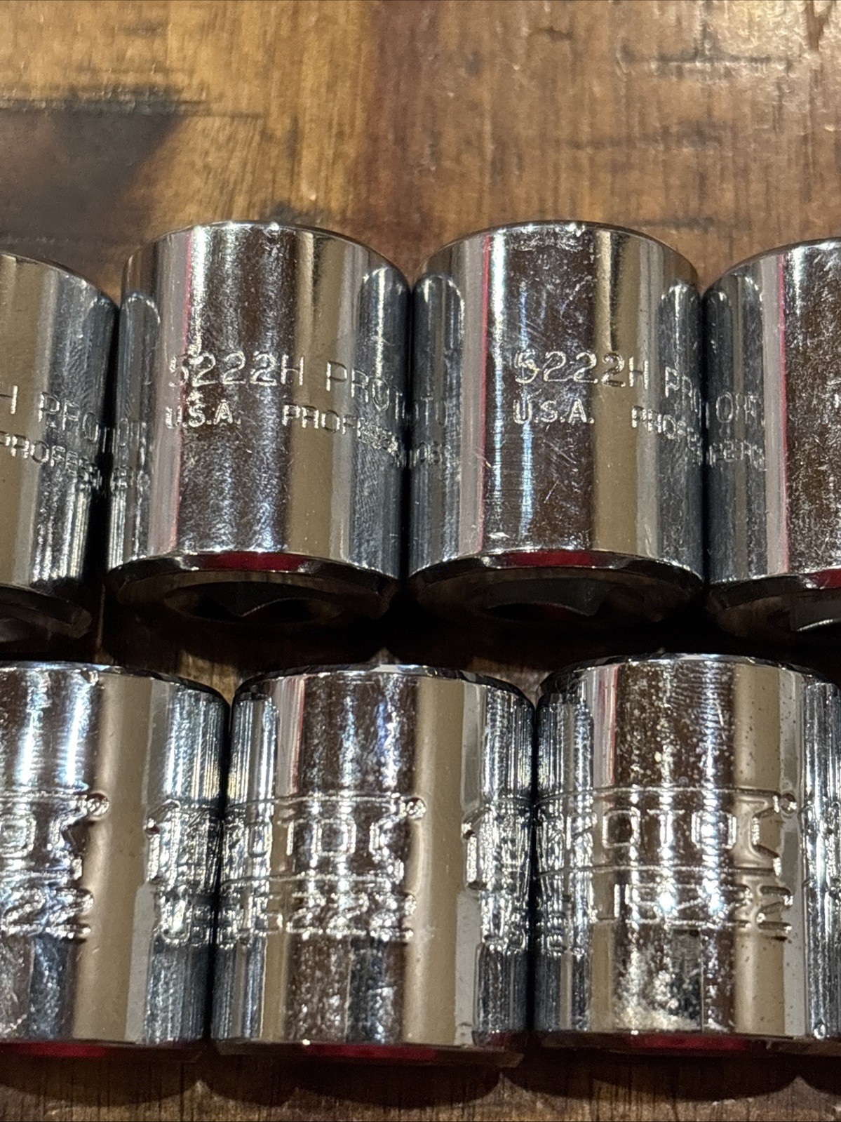 Proto 11/16” Lot Of 9 Pieces 3/8″ Drive 6 & 12 Point Shallow Sockets USA SAE