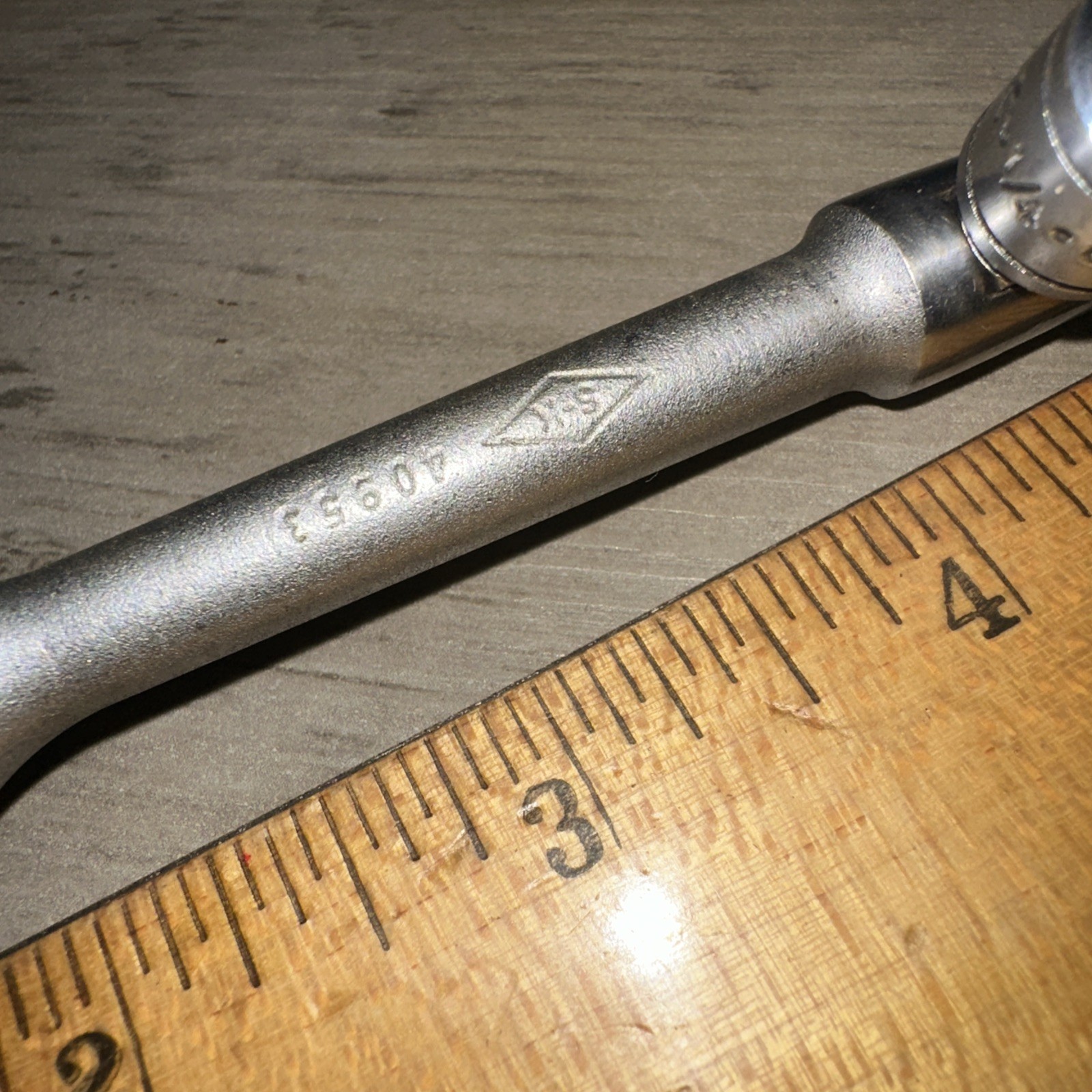 Vintage S-K SK Tools Flex Head Breaker Bar 40953 1/4” Diamond Logo & 1/4” Socket
