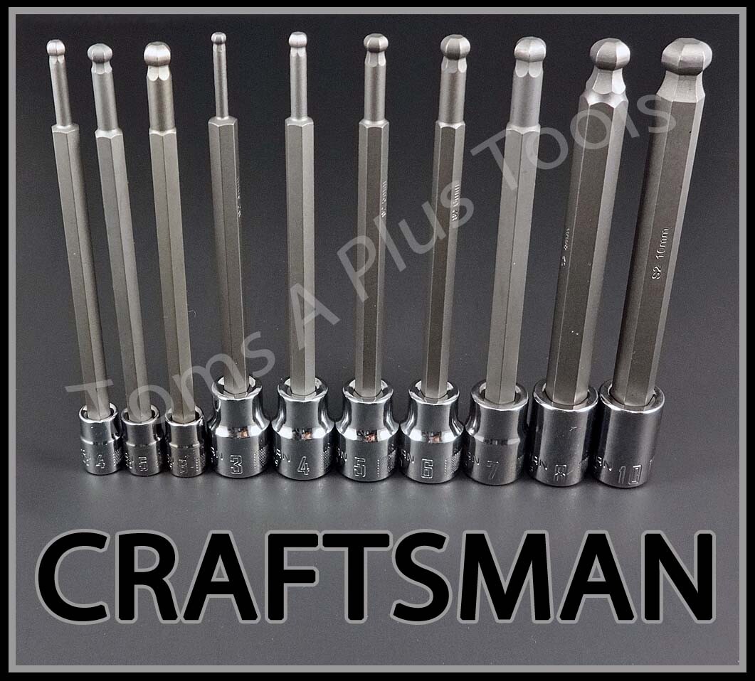 CRAFTSMAN 10pc 1/4 3/8 METRIC MM Long Ball End Hex key bit ratchet socket set