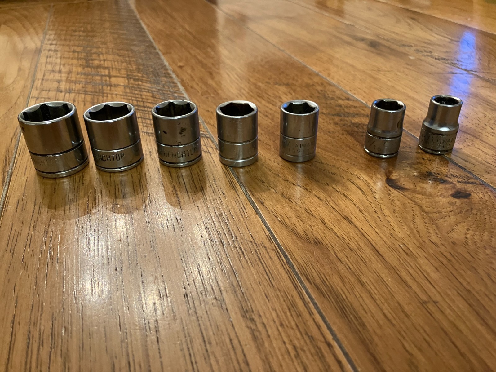 Benchtop 6point socket set 3/4, 11/16, 5/8, 9/16, 1/2, 7/16, 3/8