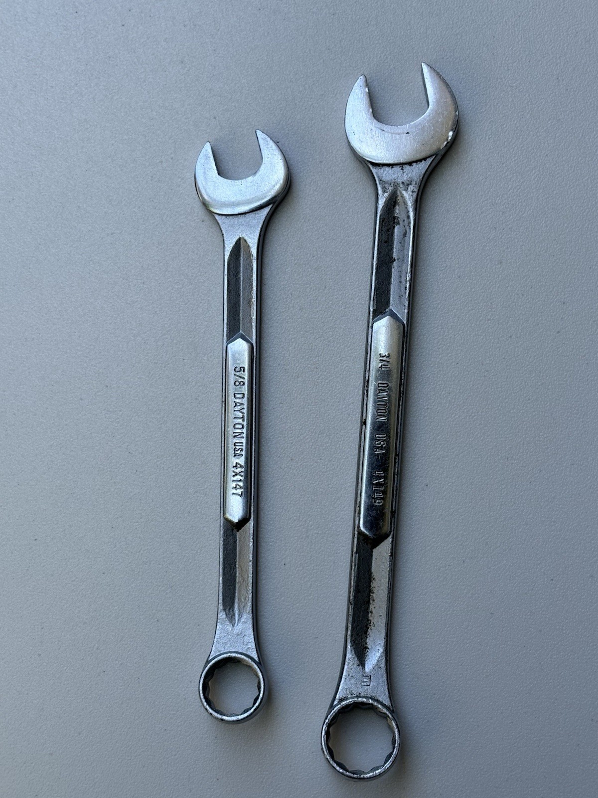 Vintage Dayton USA 3/4” & 5/8” Combination Wrenches 4X149 4X147 Made in USA
