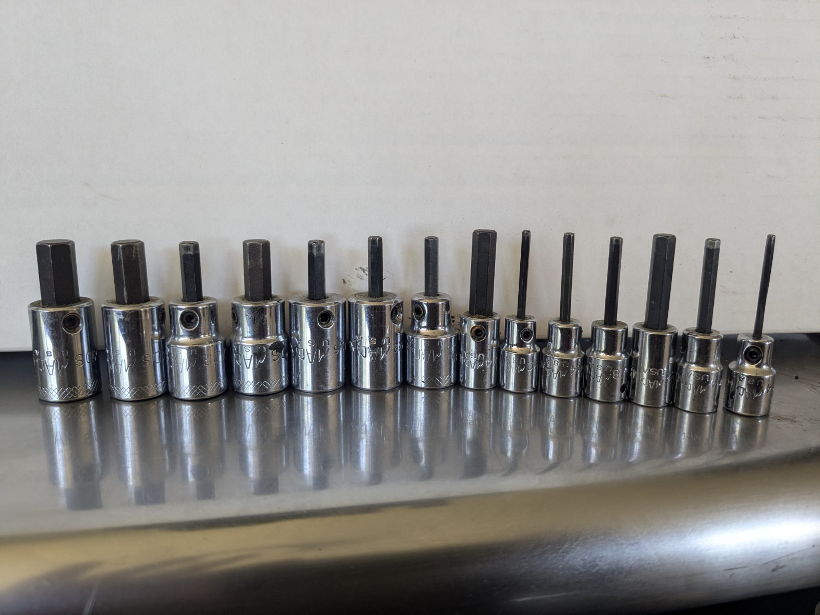 14 MAC Tools Hex Head Sockets Mixed Lot SAE MM 3/8″ & 1/4″ Drive USA Made Tools
