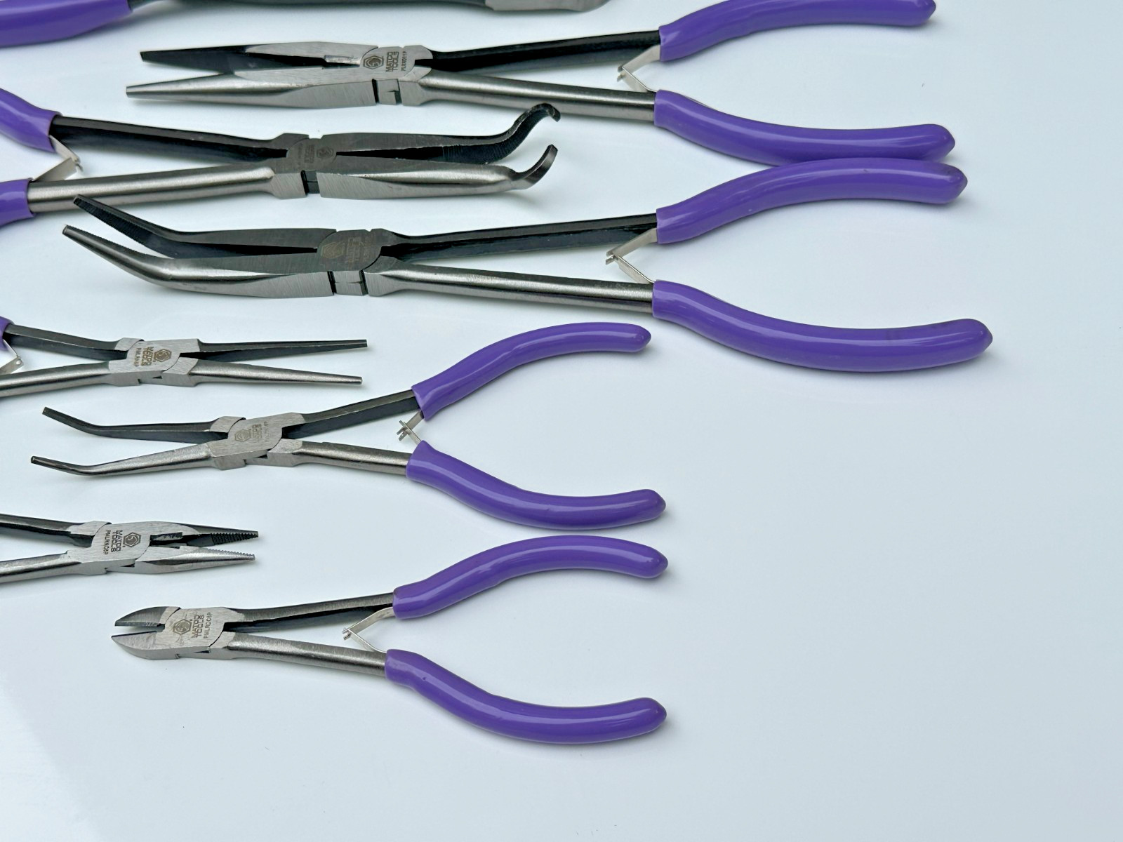Matco Tools 8pc SPLR8P PURPLE Long Reach & Mini Pliers Set w/ Duffle Bag (NOS)
