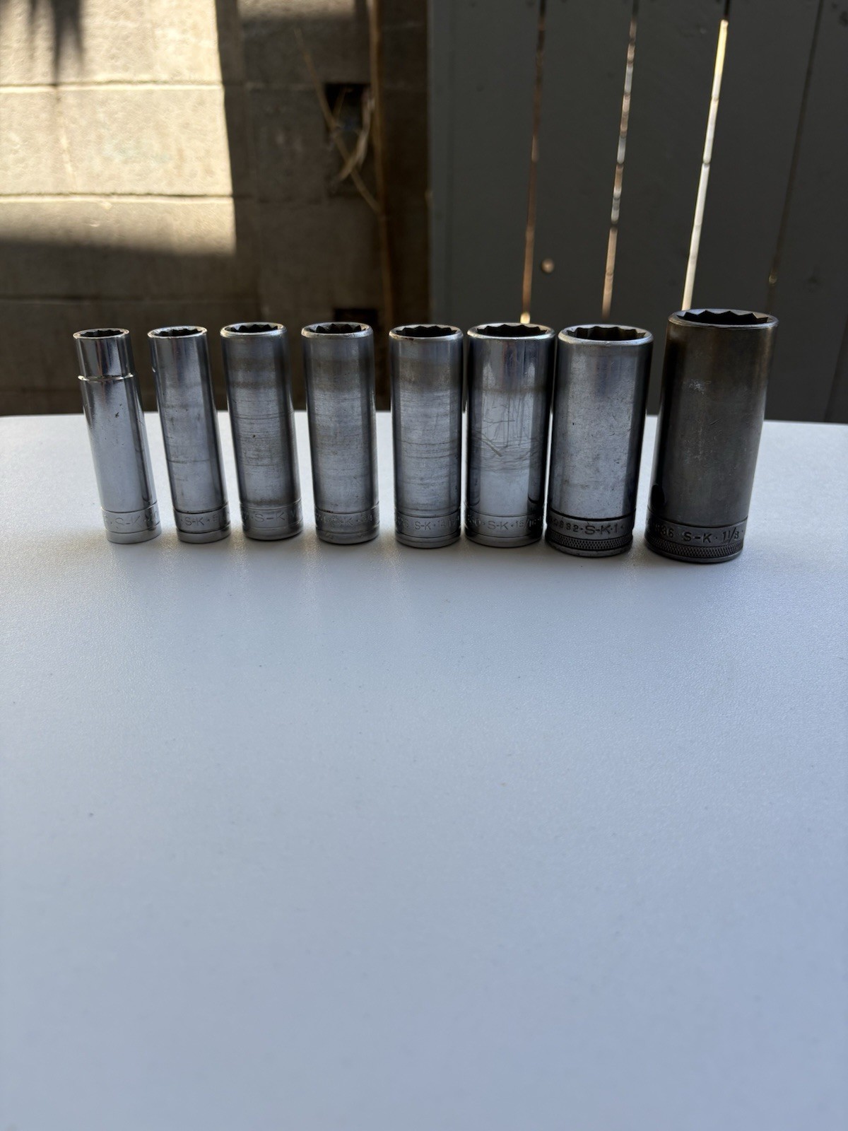 Vintage SK Tools 1/2” Drive 12pt Deep Sockets Set 40818-40836 USA 9/16” to 1-1/8