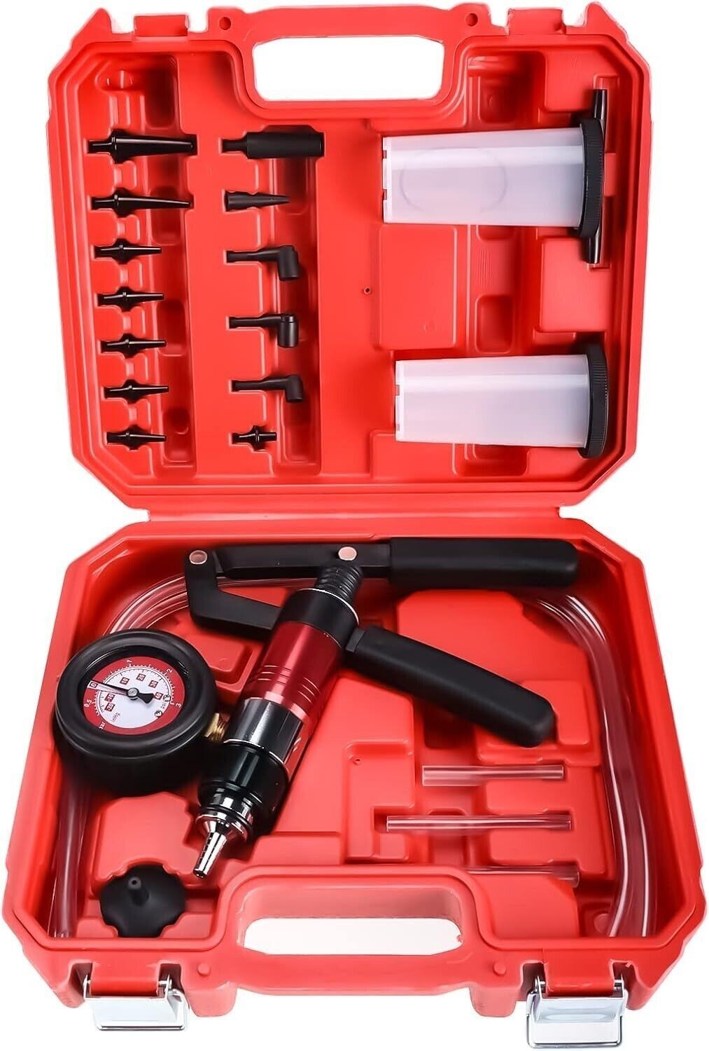 21Pcs Hand Held Vacuum Pressure Pump Tester Brake Fluid Bleeder Bleeding Tool