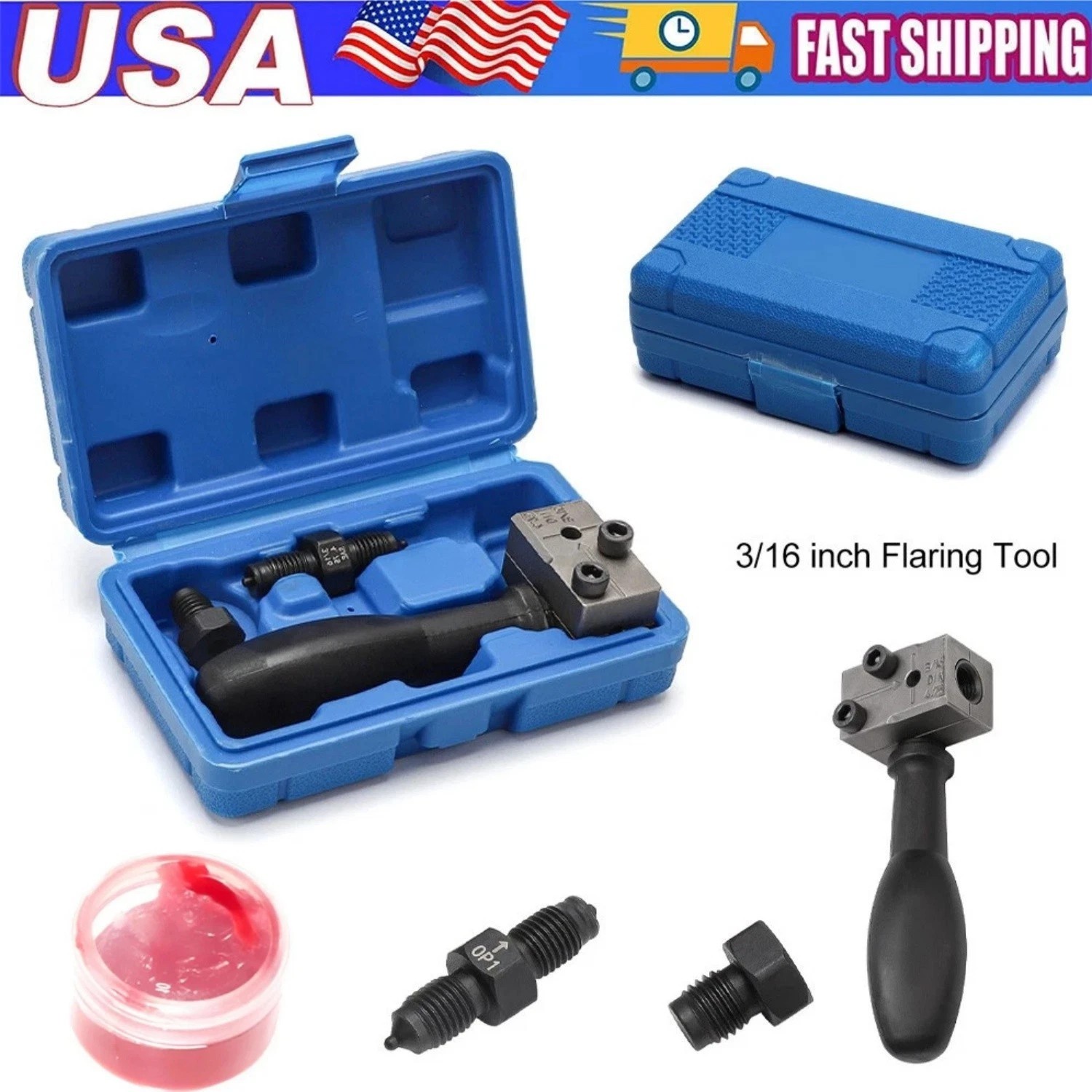 Universal 45° Handheld Double Flaring Tool 3/16in Brake Line Double Flare Tool