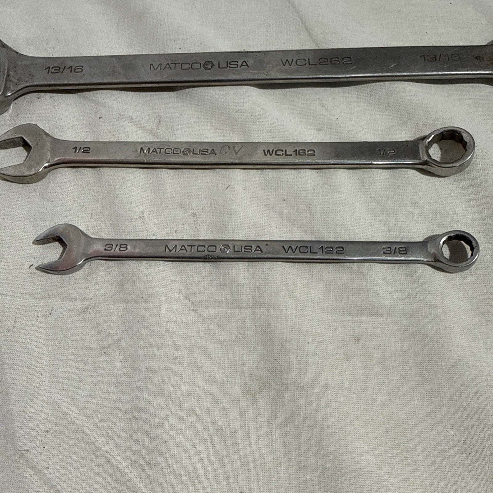 Matco Tools USA 3 Pcs 13/16 – 1/2 – 3/8 SAE Combination Wrench 12 Point Chrome