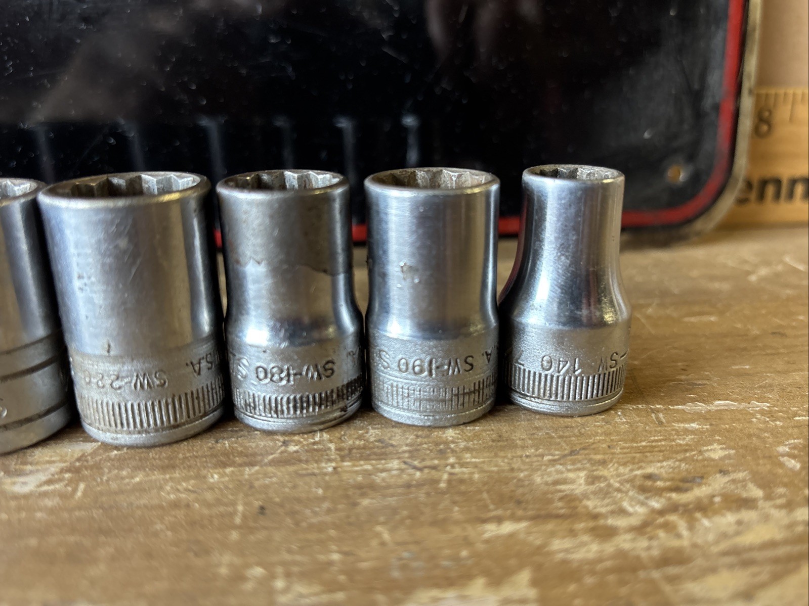 Vintage Set of 11 Snap On 1/2″ Drive 12 Pt. SAE SW Sockets