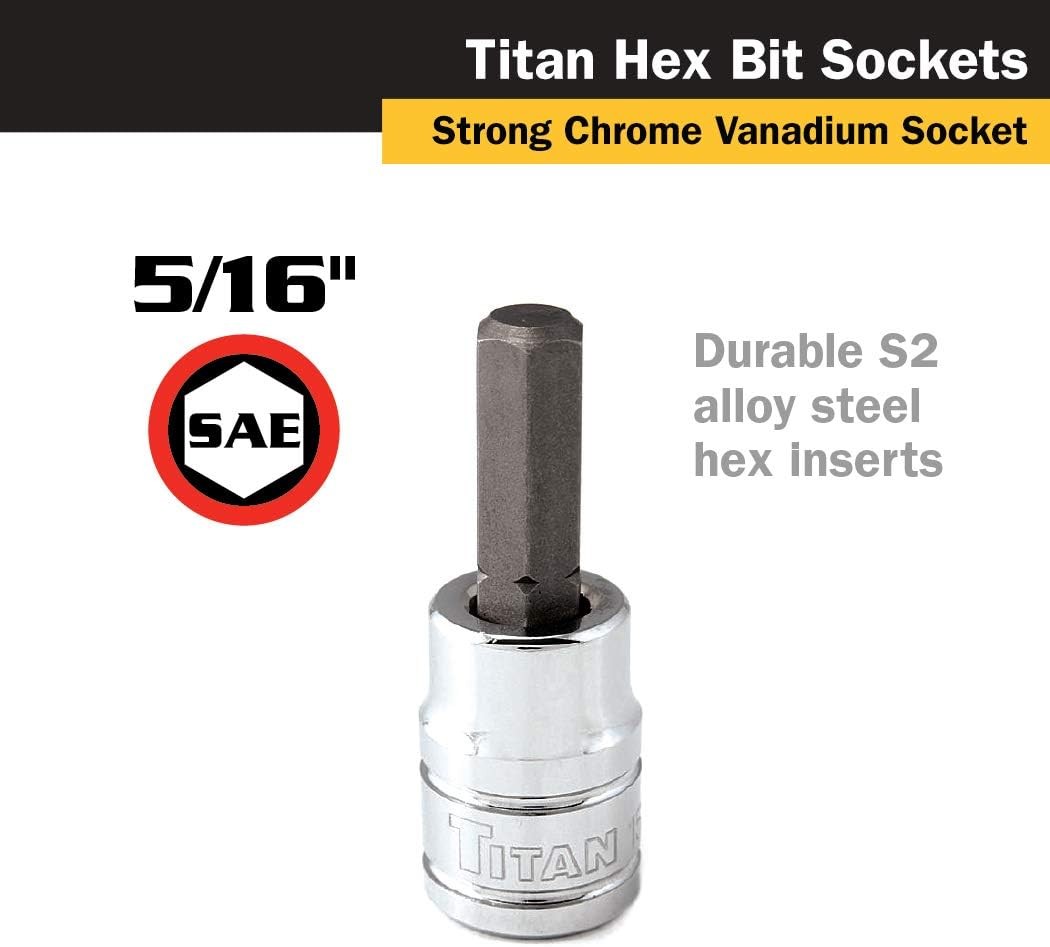 Titan 15659 3/8-Inch Drive x 5/16-Inch Hex Bit Socket