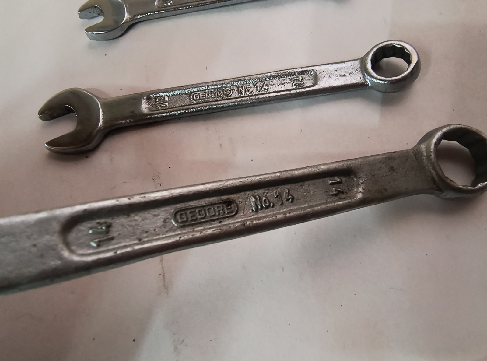 4 Vintage Gedore No. 14 Combination Metric Wrenches 8mm 10mm 14mm 17mm