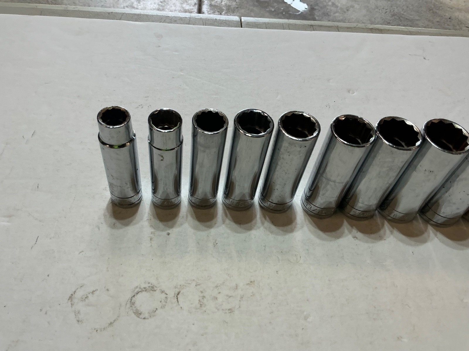 S-K tools 11 pc 1/2″ drive deep SAE set 12 pt 1/2″-1 1/8″ USA made