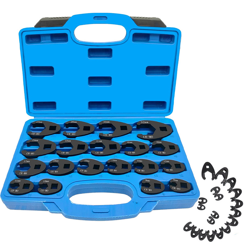 19PCS Flare Nut Crowfoot Wrench Set Metric Crows Foot Wrench Kit 3/8″ 1/2″ Drive