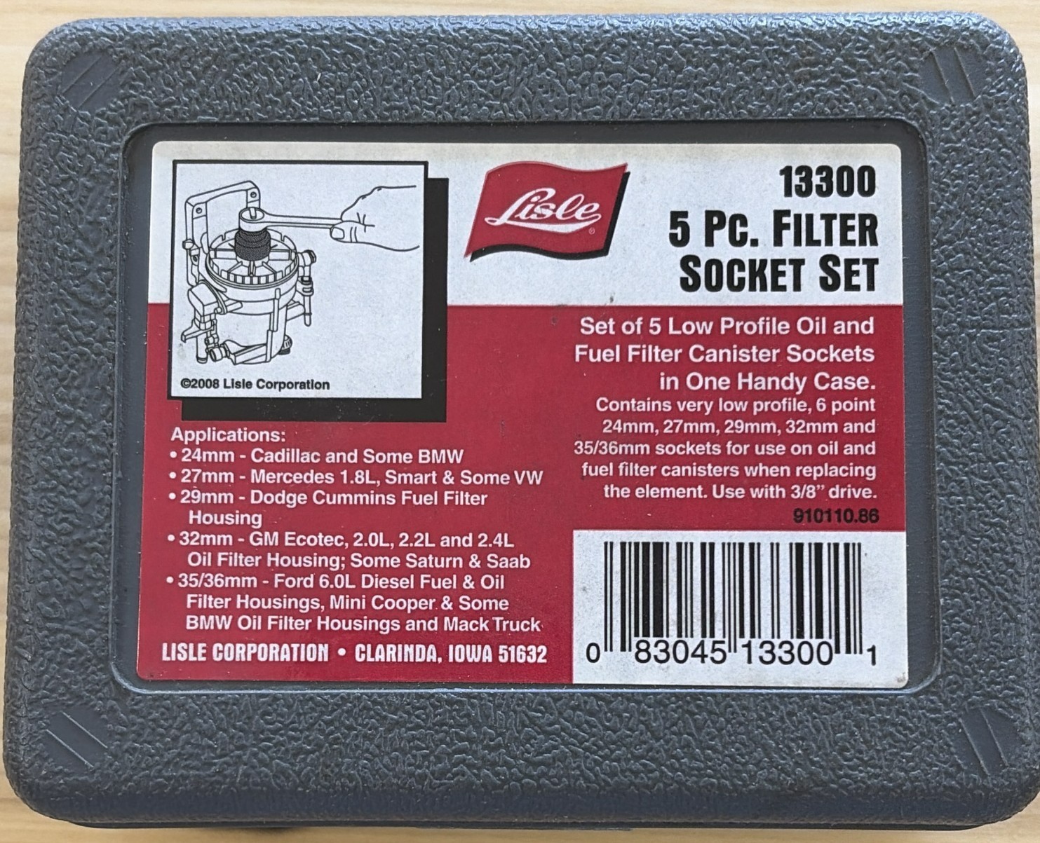 Lisle Tools #13300 5-Piece Filter Socket Set