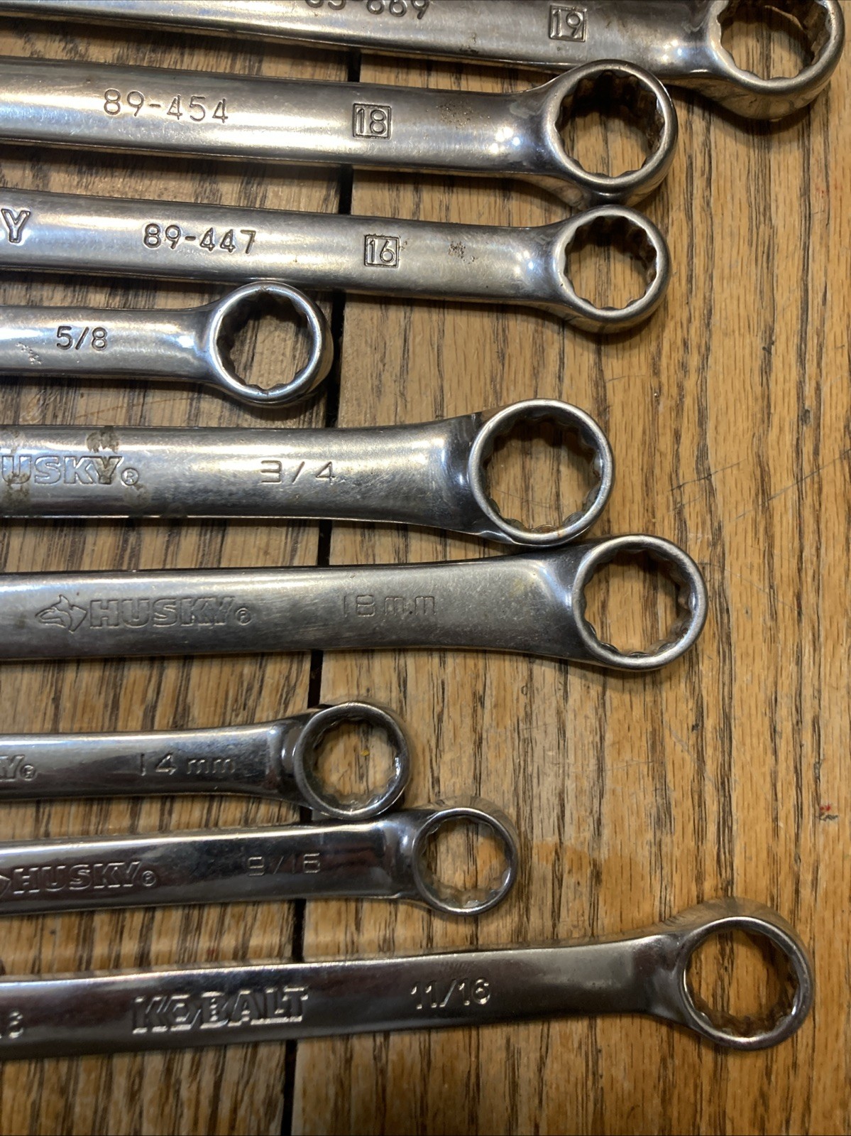 Stanley Kobalt Husky Large SAE Metric Combination Wrench Mixed Lot Of 9