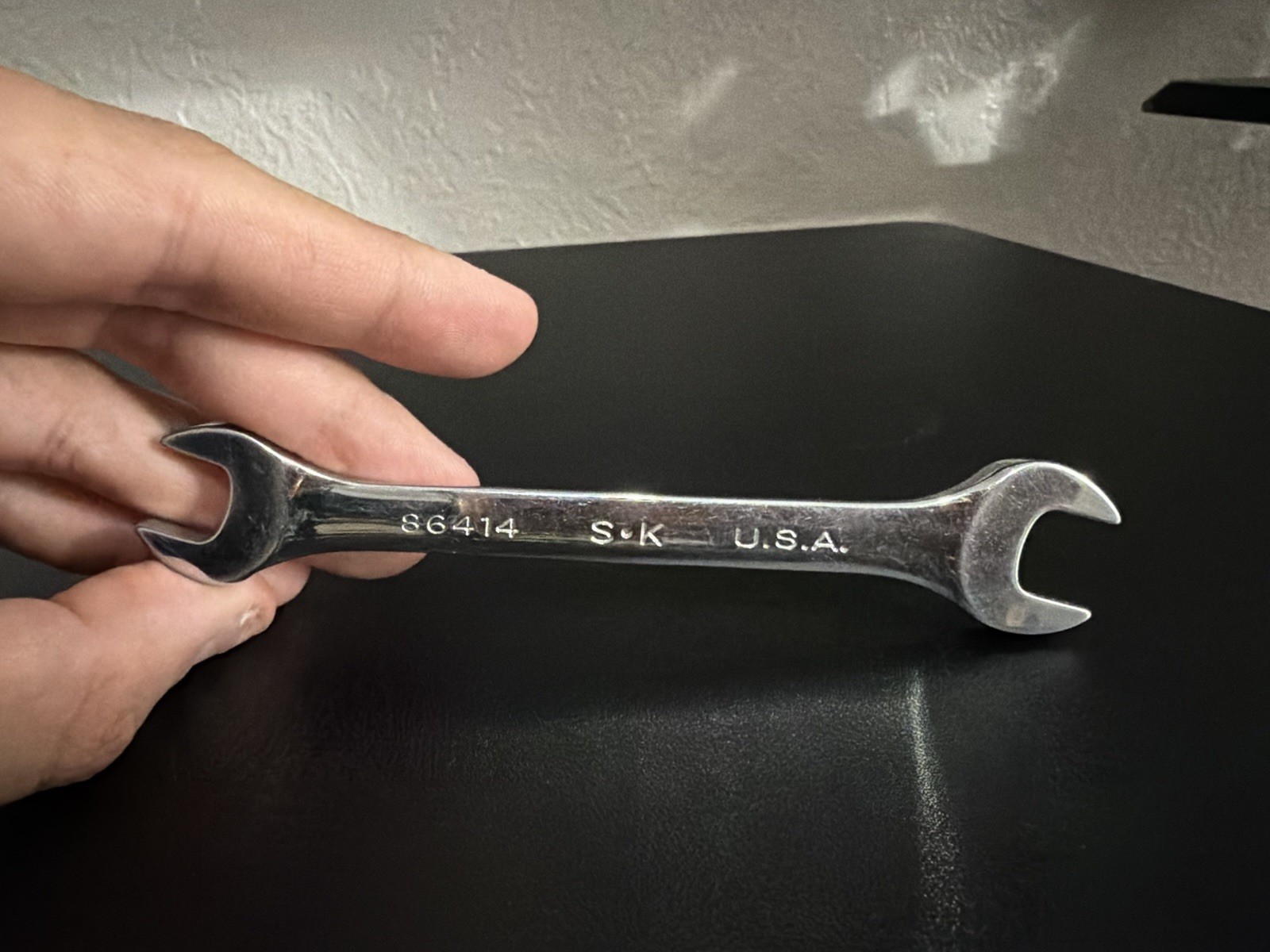 SK Hand Tool 86414 Regular Open End Wrench, 7/16 x 1/2-Inch, Full Polished