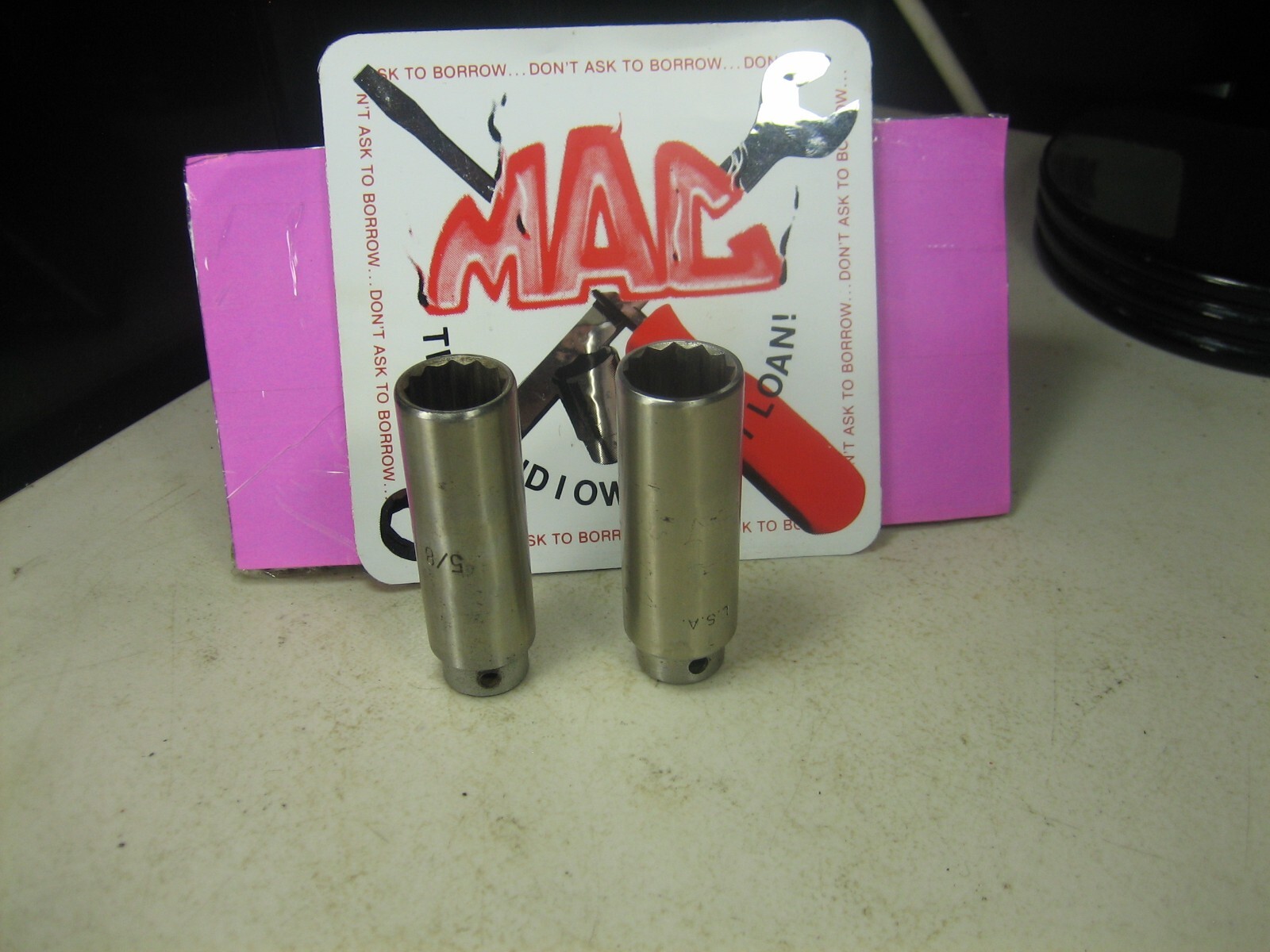 MAC TOOLS – Lot Of 2 Deep Sockets, 3/8″ Drive,12pt (5/8” & 11/16”)