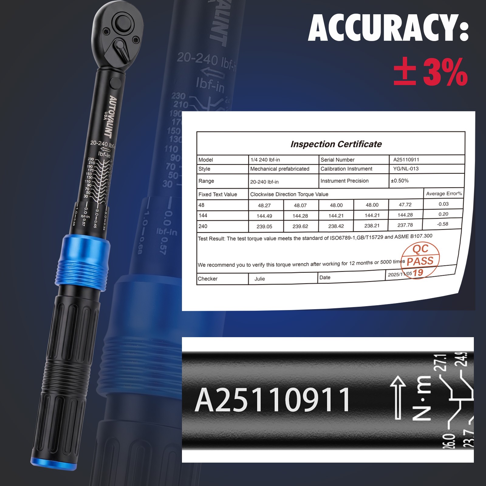 1/4″ Torque Wrench Snap Socket Professional Drive Click Ratcheting Father’s Day