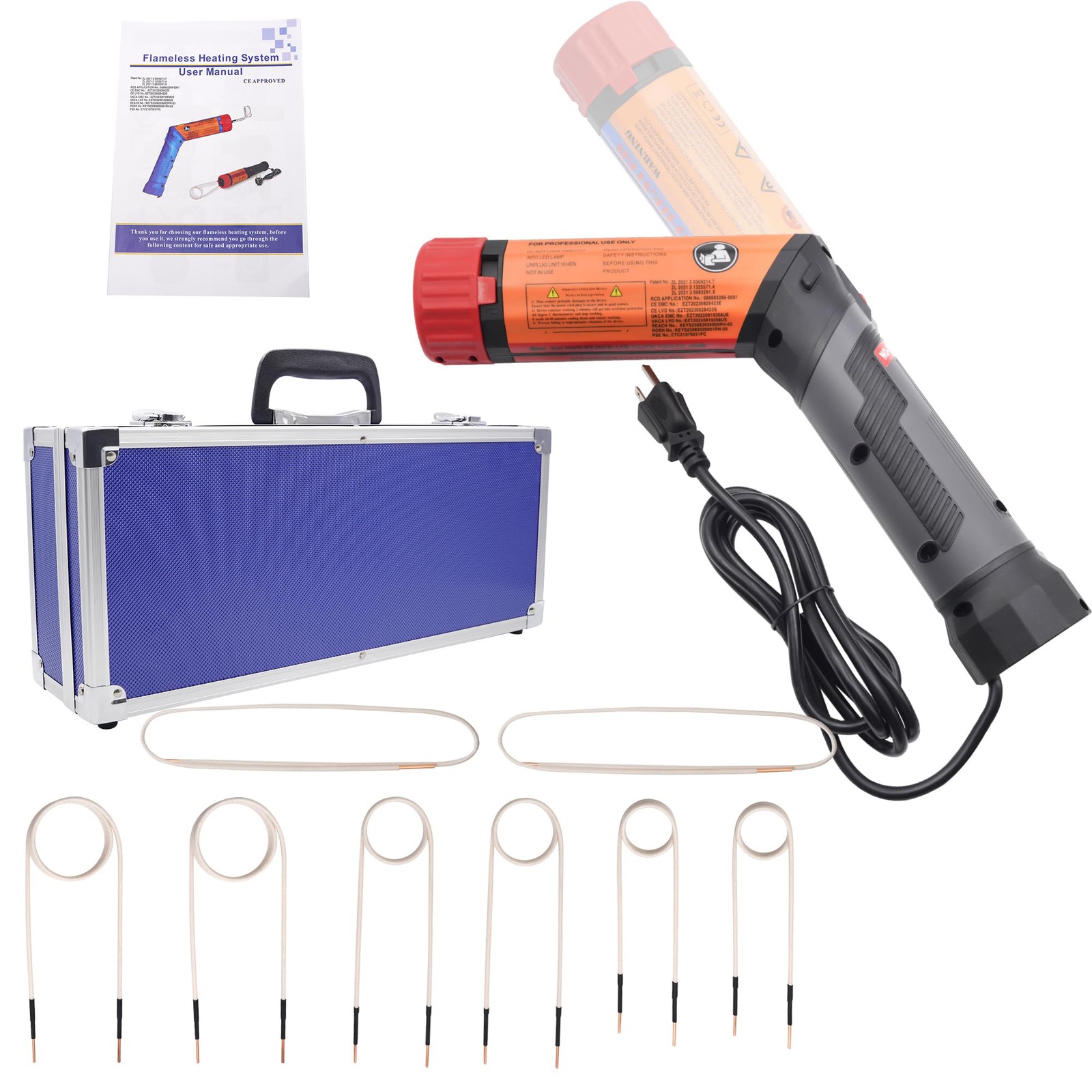 1100W Magnetic Induction Heater Kit with 8 Coils Portable Heat Induction Tool