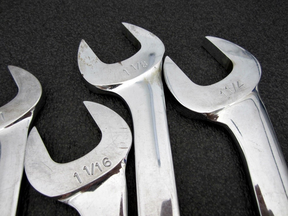 Vintage Snap-on 14pc SAE 4 Way Angle Open End Wrench Set VS814A Underline USA
