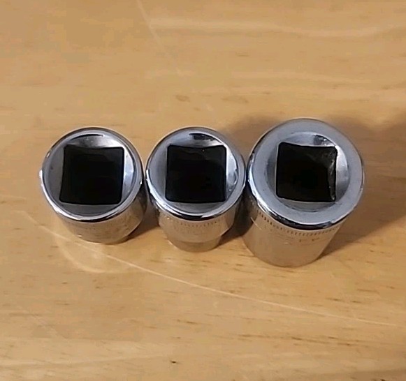 Craftsman Made In USA 12 PT 1/2″ Drive 9, 11, & 19 mm Sockets 44231 44229 44238