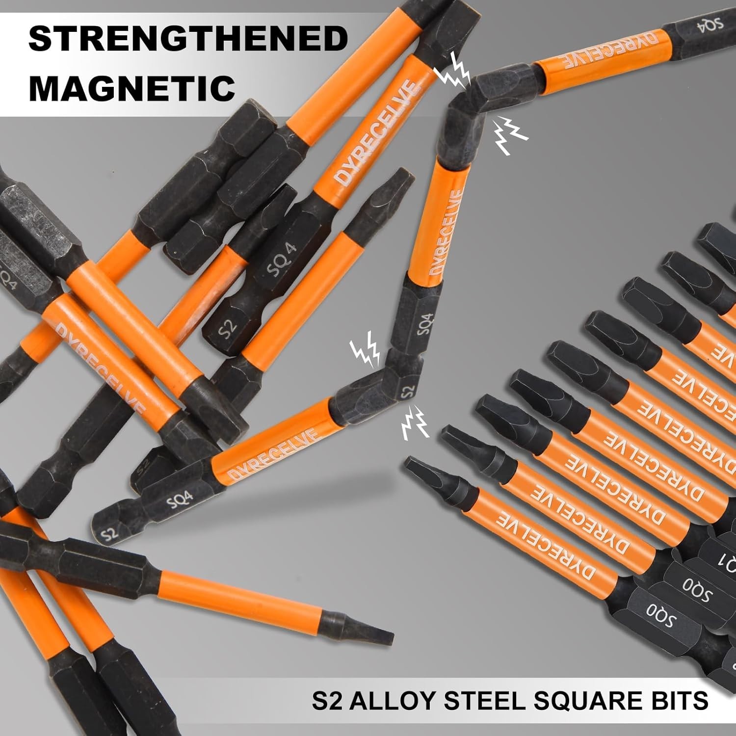 Durable Square Drive Bit Set – 12-Piece Magnetic Hex Shank Tools for All Needs