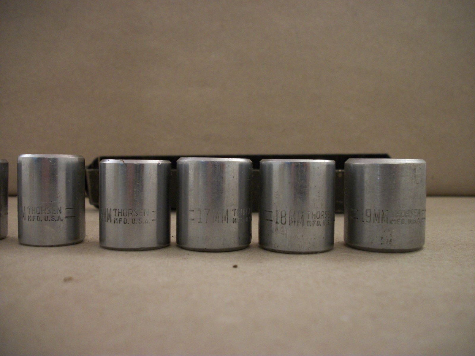 Lot Of 7 Vintage Thorsen 3/8” Drive 6 Point Metric Sockets Made USA