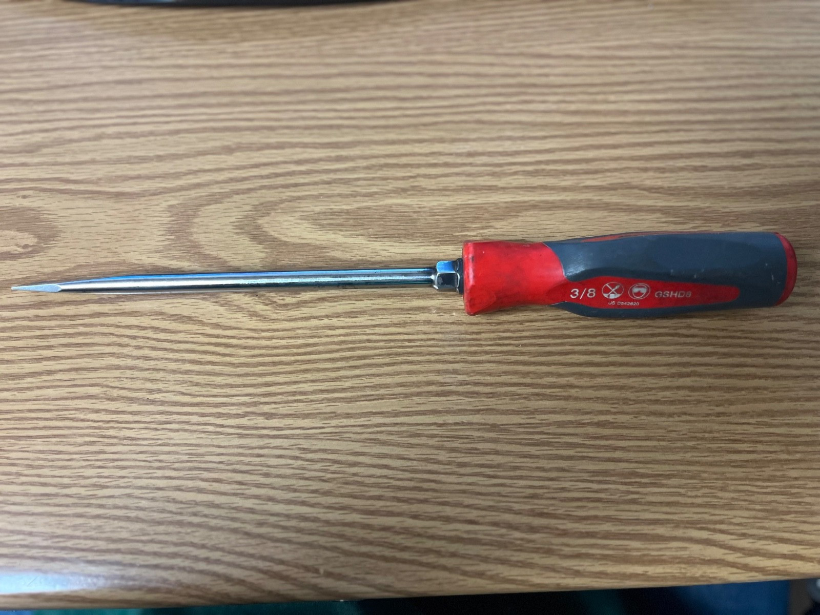 SNAP ON GSHD8 3/8 FLAT BLADE SCREWDRIVER 13.5″ LONG RED/GRAY HANDLE – LOT#6