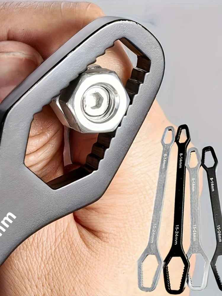 1pc Universal Double Ended Wrench, Self-Tightening 3-17mm Screw Nuts Repair Wren