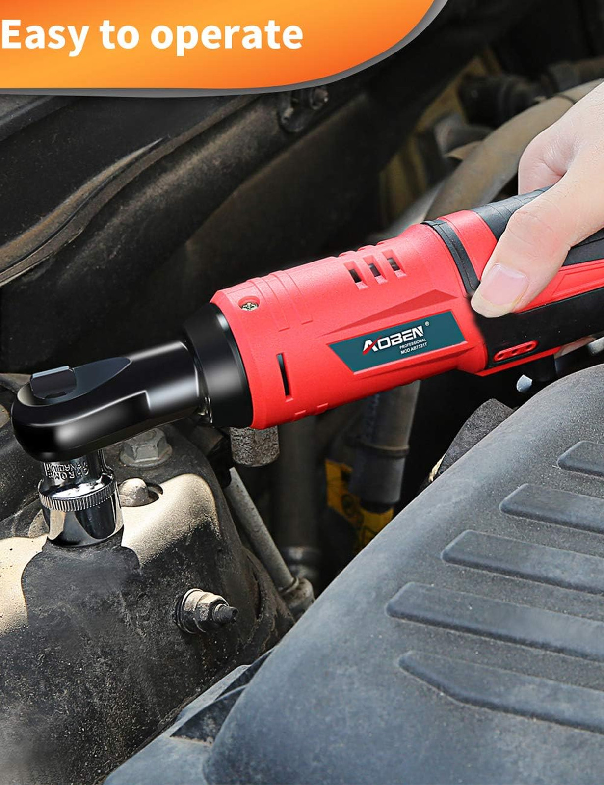 Cordless Electric Ratchet Wrench Set 3/8 Inch 12V Power Tool Kit with 2 Lithium