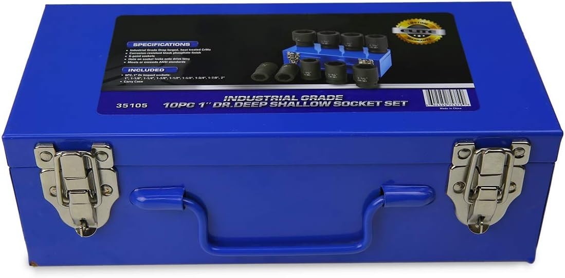 High-Torque 9-Piece Deep Impact Socket Set 1-Inch Drive for Trucks and Machinery