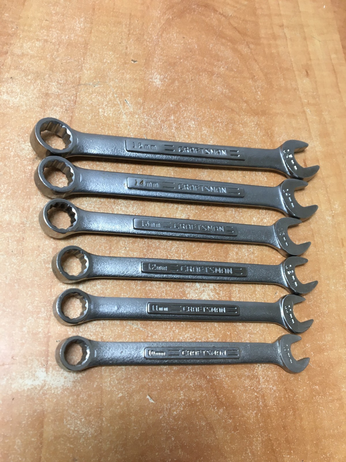 Vintage Craftsman USA 6 pc Metric Combination Wrench Set 10-15mm VV Series