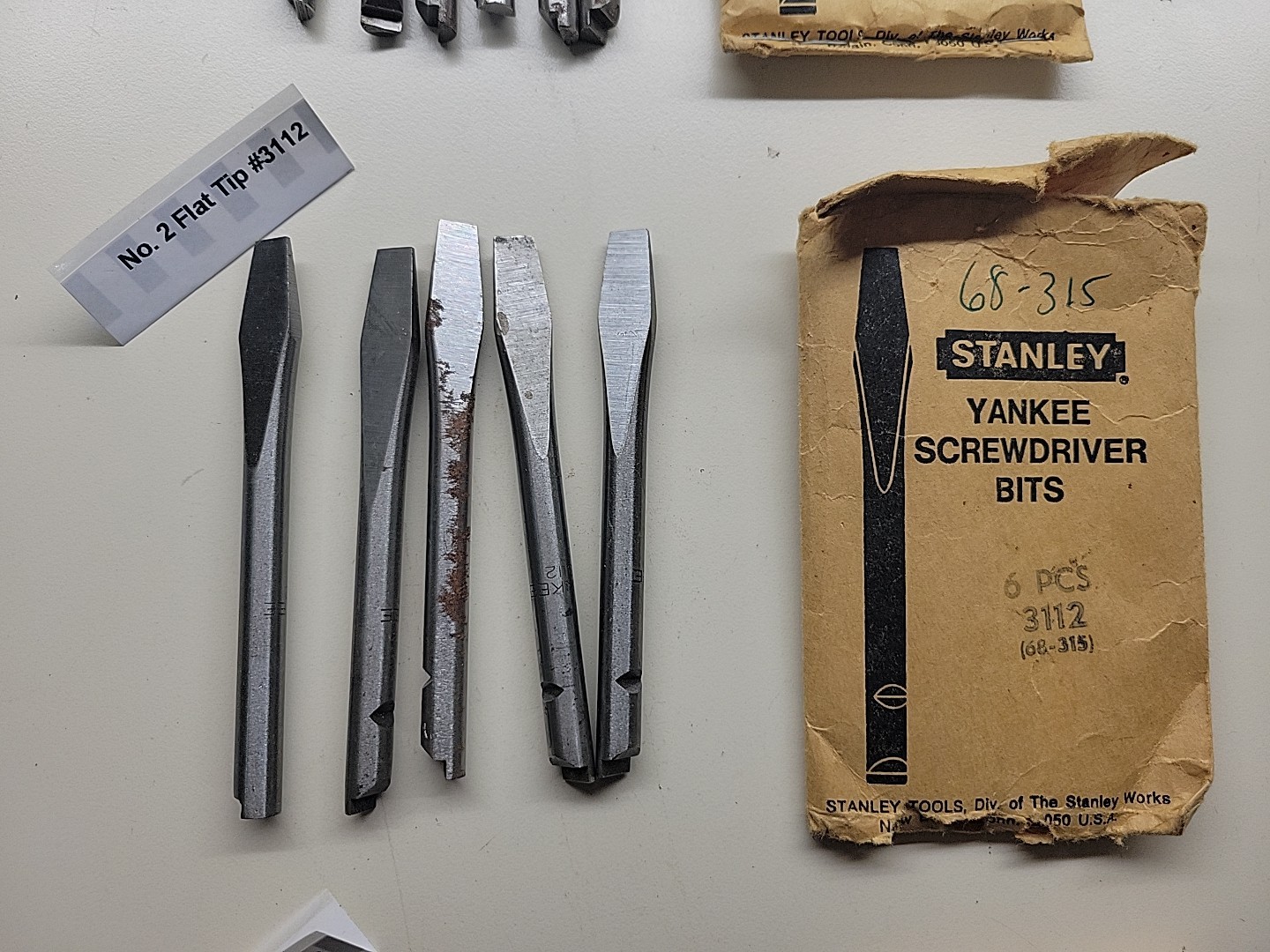 18 Stanley Yankee Flat Tip Bits #1 2 & 3, 3111 3112 3113 31 131 131A 68-131 USA
