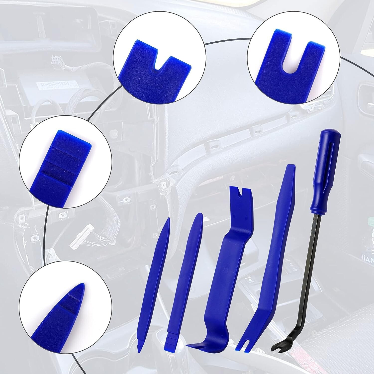 Plastic Trim Removal Pry Tool fits Car Radio Panel Door Dash Clip Fastener Bule