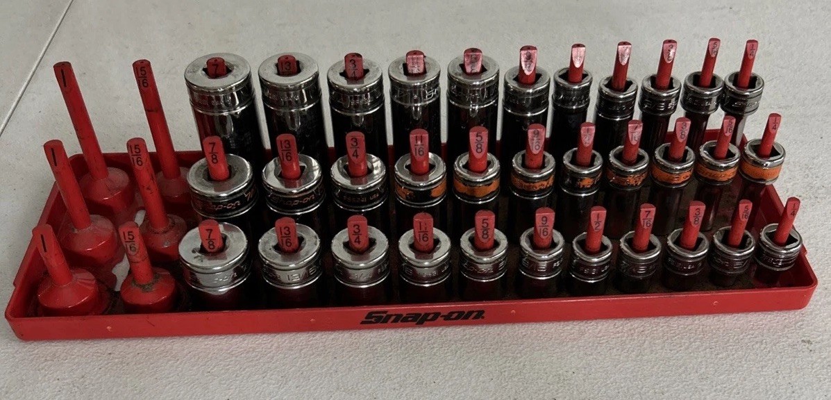 Snap-On Socket Set 7/8 Thru 1/4 sockets of three different depths ￼￼Three Sizes