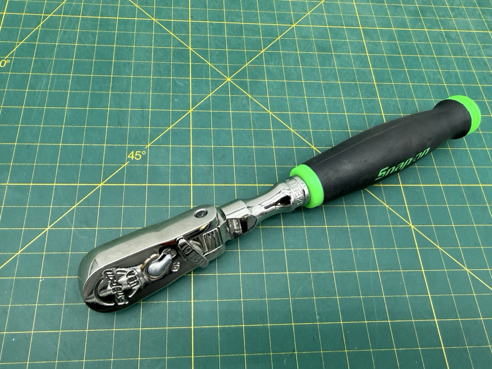 Snap-On Tools FHX80B 3/8″ Drive GREEN Soft Grip Handle LOCKING FLEXHEAD Ratchet