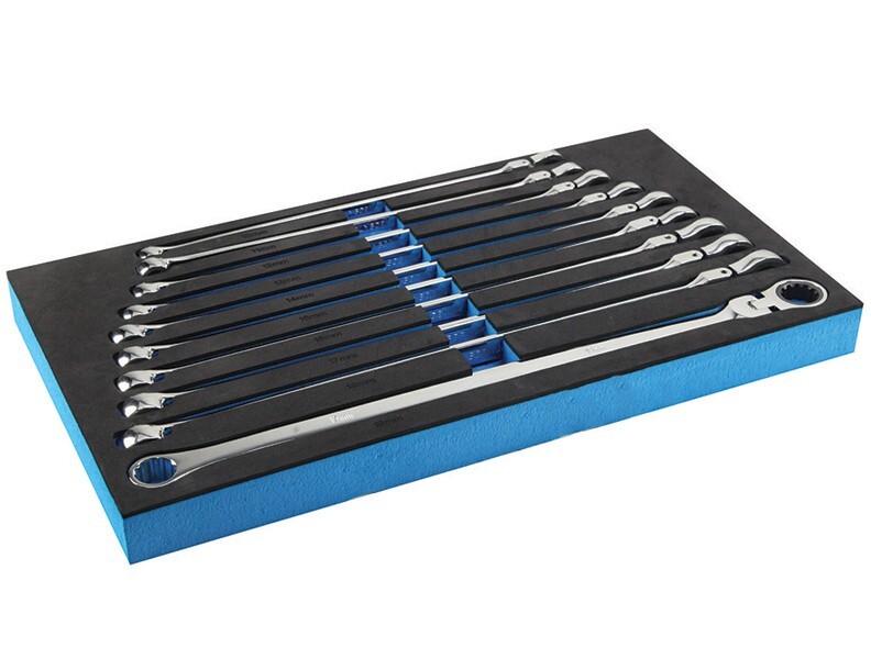 10 Pc. Metric Ratcheting Flexible Head Extra Long Wrench Set